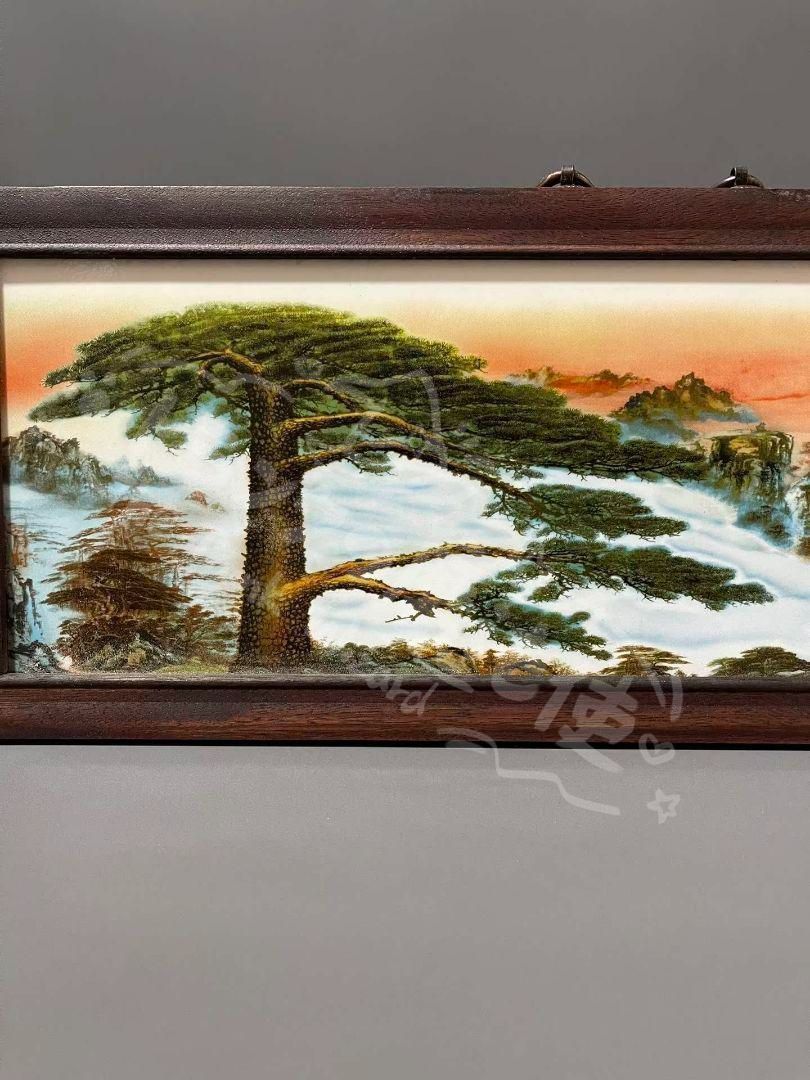 新年ギフト景徳鎮 パステル磁器板画黄山迎客松応接間 玄関 茶室書斎