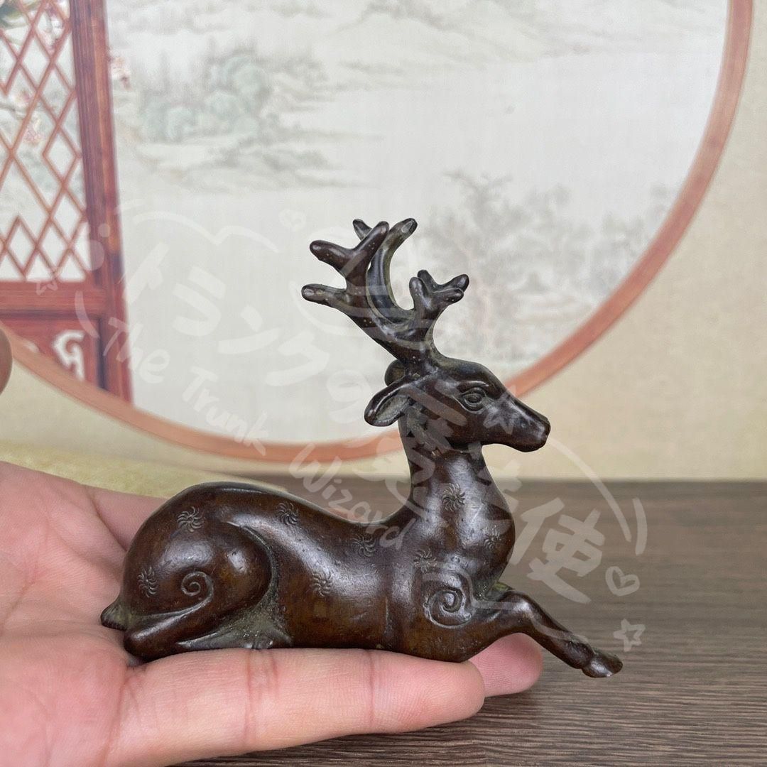 新年ギフト鹿の ペン立て 書道具 文房具 現代工芸品 美術品 置物