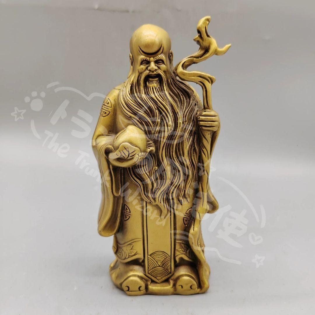 銅像寿星公縁起良い如意を供えて家と住宅引っ越しの贈り物客間玄関事務室飾る置物 新年ギフト銅像寿星公縁起良い如意を供えて家と住宅引っ越しの贈り物