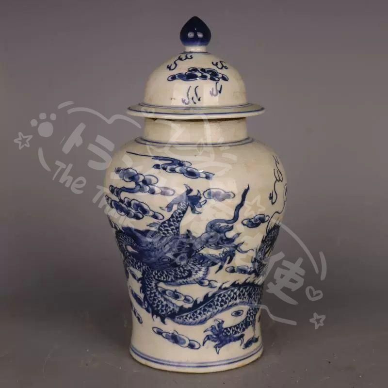 新年ギフト清乾隆青花竜紋将軍缶 賞物観賞瓶 景徳鎮 陶磁器 装飾品