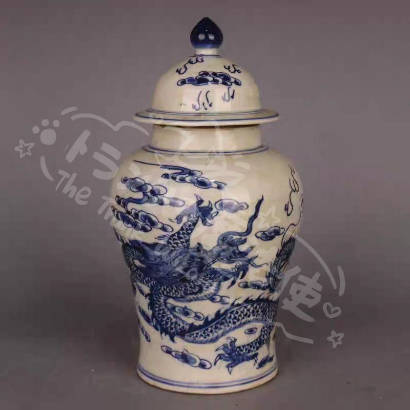 新年ギフト清乾隆青花竜紋将軍缶 賞物観賞瓶 景徳鎮 陶磁器 装飾品