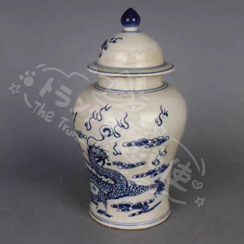 新年ギフト清乾隆青花竜紋将軍缶 賞物観賞瓶 景徳鎮 陶磁器 装飾品