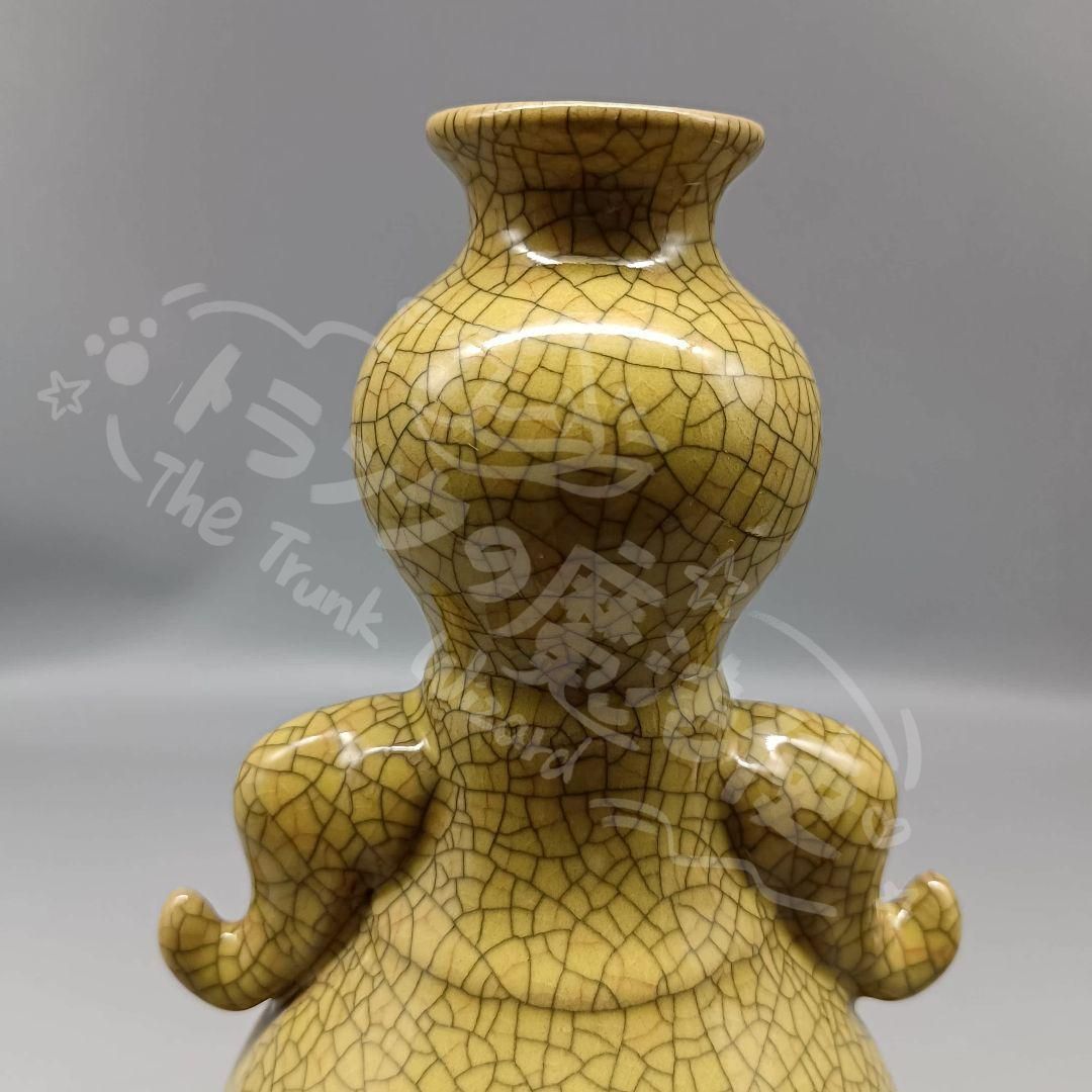 新年ギフト宋哥窯黄釉開片瓢瓶 景徳鎮 陶磁器 装飾品 置物