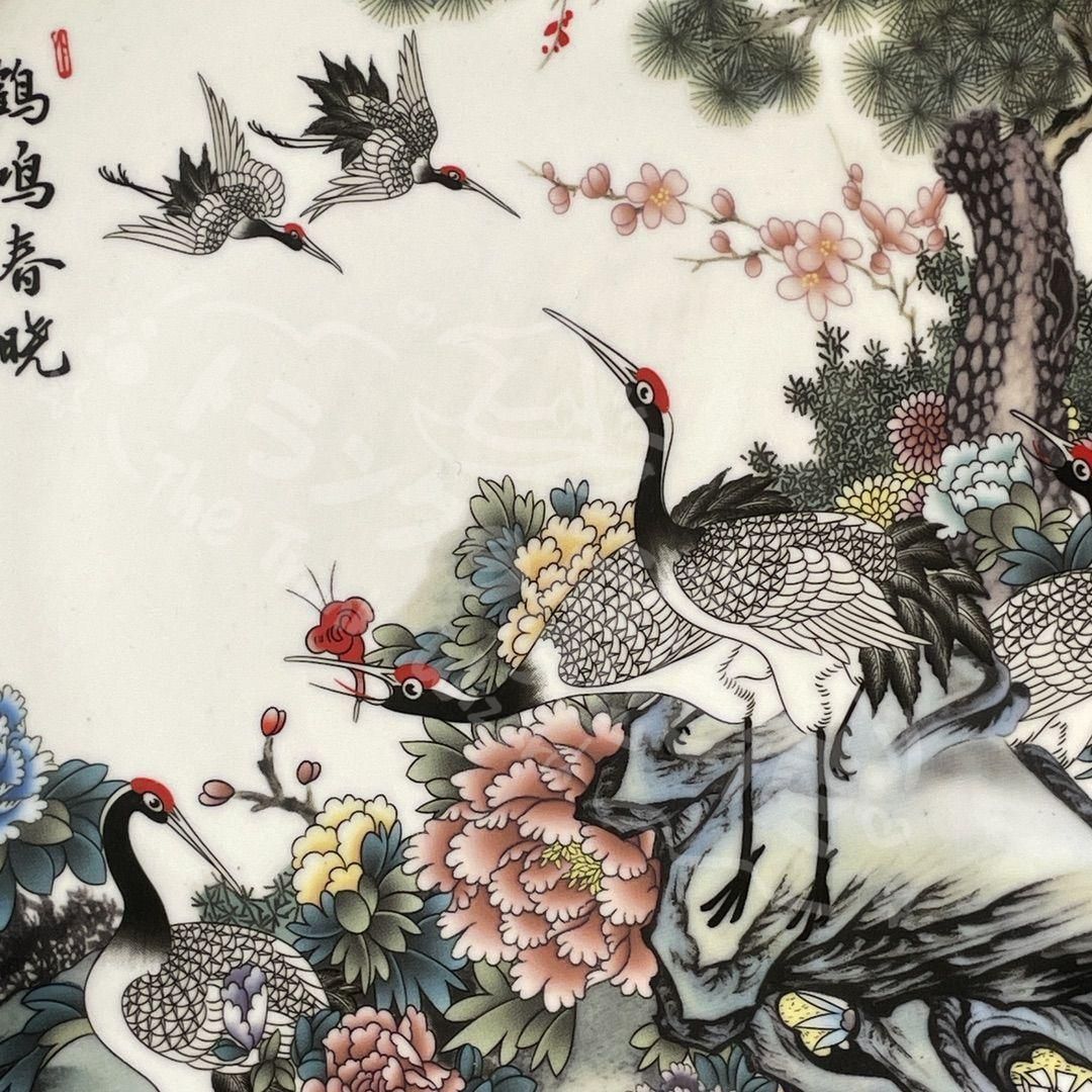 新年ギフト清乾隆粉彩松鶴図紋賞盤 景徳鎮 陶磁器 装飾品 現代工芸品