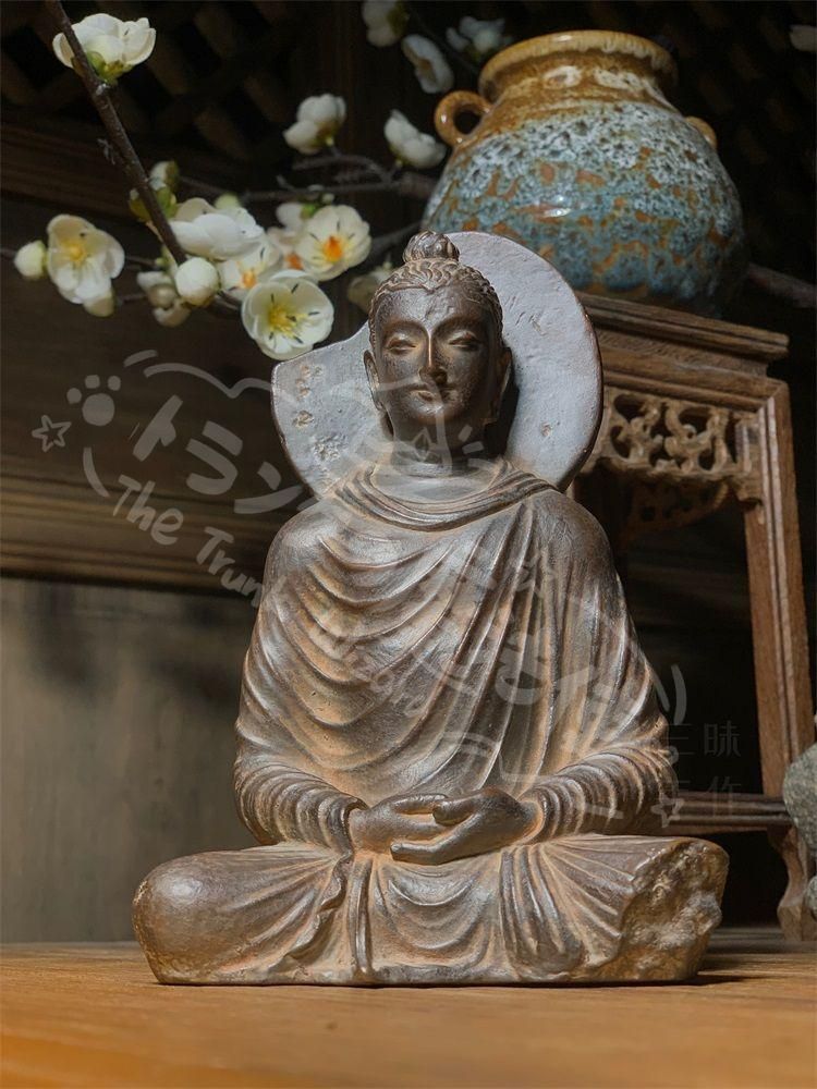 新年ギフトガンダーラ禅定坐像 石仏 鎮宅 辟邪 開運 風水 招財 置物