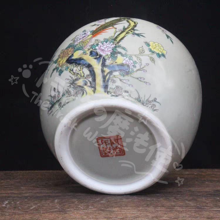 新年ギフト中国景德鎮 煎茶道具 茶入 お茶の缶 孔雀 粉彩色絵 茶道具