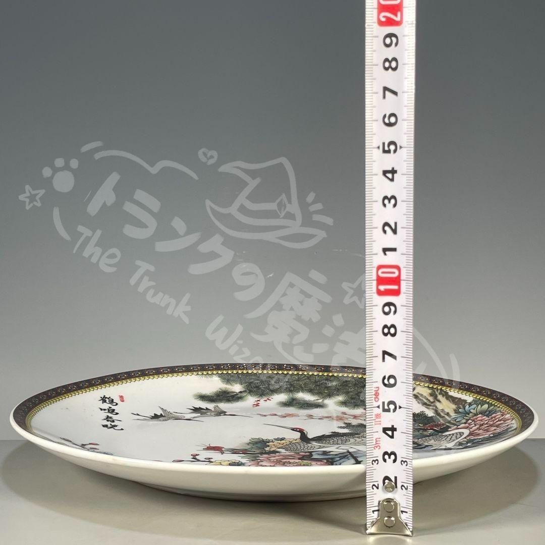 新年ギフト清乾隆粉彩松鶴図紋賞盤 景徳鎮 陶磁器 装飾品 現代工芸品