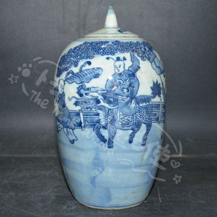 新年ギフト中国美術 青花麒麟が福を授かります冬瓜壇 装飾品 置物