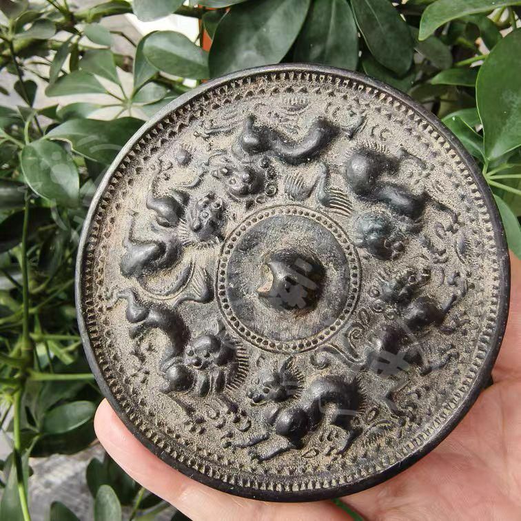 新年ギフト銅細工 六獣銅鏡 鎮宅辟邪 開運風水 招財 装飾品 工芸品 美術品 置物