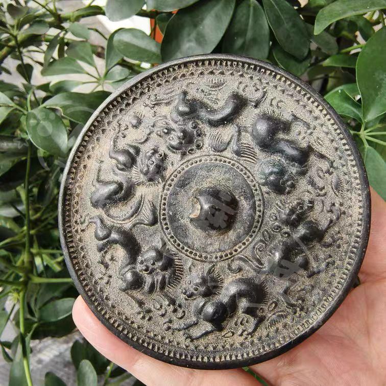 新年ギフト銅細工 六獣銅鏡 鎮宅辟邪 開運風水 招財 装飾品 置物