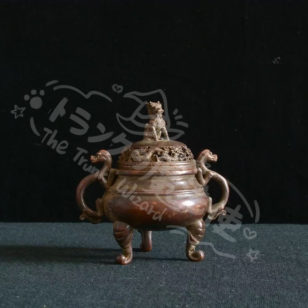 新年ギフト銅製 竜耳三本足香炉 室内薫香炉 茶道具 香道具 現代工芸品 置物
