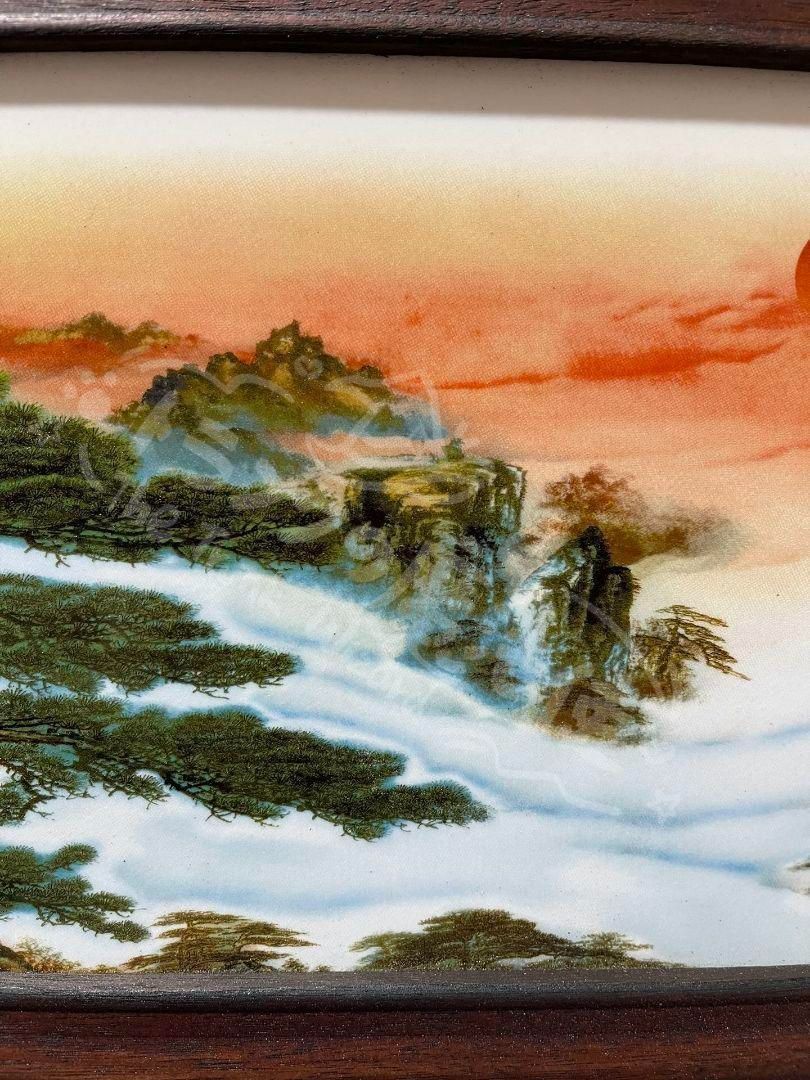 新年ギフト景徳鎮 パステル磁器板画黄山迎客松応接間 玄関 茶室書斎