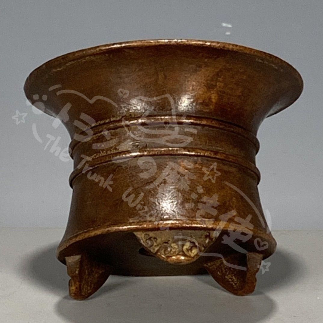 珍品 中国古玩 時代 大明宣徳 古銅三足香炉 猿 盛上葡萄 香櫨 1486g 新年ギフト大明宣徳炉 香炉 仏具 工芸品 美術品 置物CZW1207P560