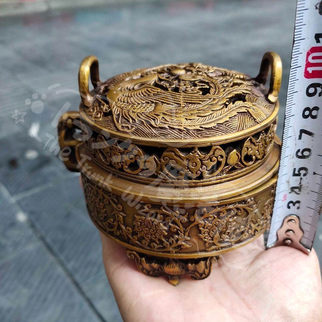 銅製 香炉 龍鳳香炉 茶室 書斎 薫香炉 工芸品 置物 銅製 香炉 龍鳳香炉