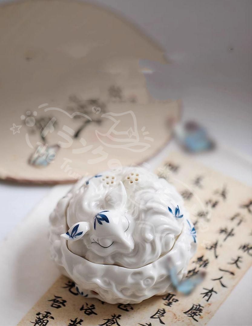 新年ギフト九尾狐の焼物 香炉 香道具蓋置 置物