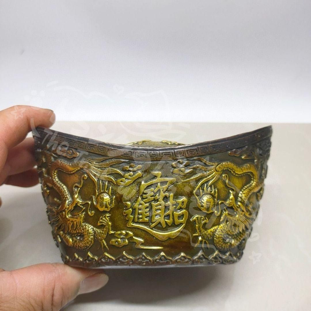 新年ギフト銅制 五路財神元宝 聚宝盆 招財進宝 応接間 博古架 装飾品