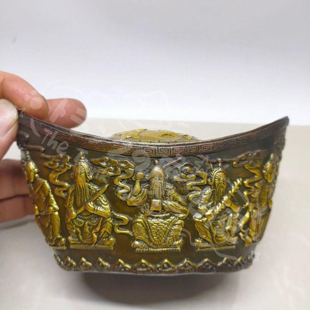 新年ギフト銅制 五路財神元宝 聚宝盆 招財進宝 応接間 博古架 装飾品