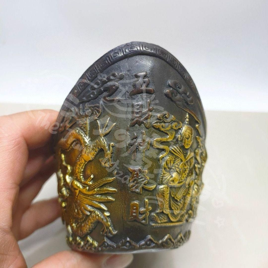 新年ギフト銅制 五路財神元宝 聚宝盆 招財進宝 応接間 博古架 装飾品