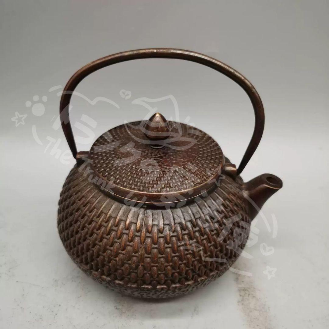 銅 細工 五福字銅壷 茶壺 煎茶器 装飾品 工芸品 置物 新年ギフト銅製 禅意茶壺 提梁壺 煎茶器 茶道具 工芸品 置物