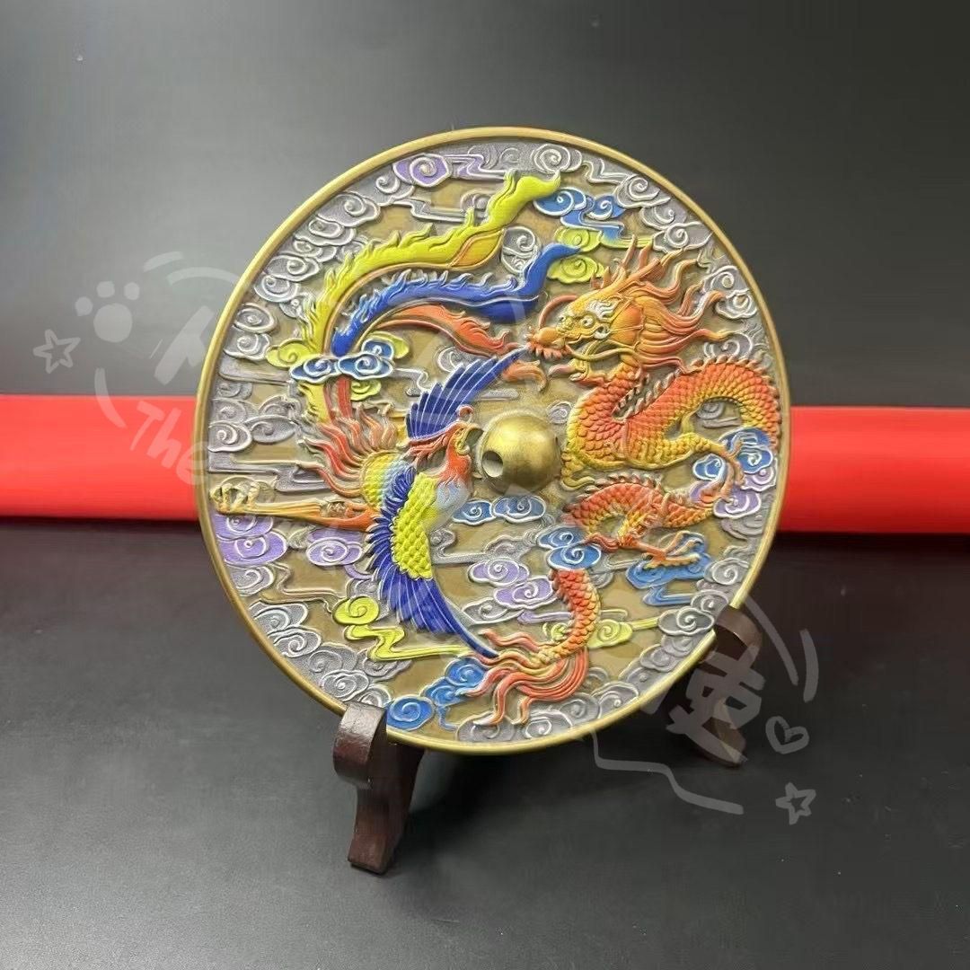 新年ギフト銅鏡 龍鳳鏡 家 玄関 リビング 装飾品 工芸品 置物