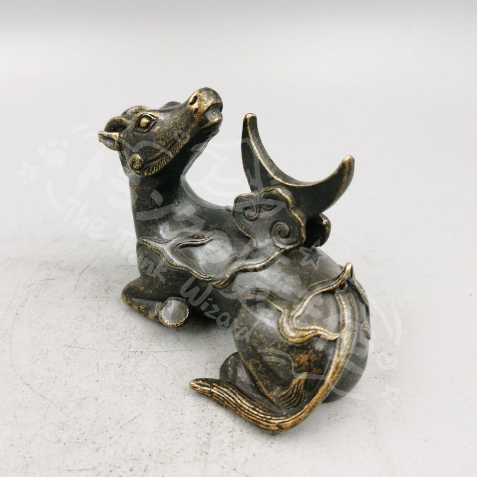 新年ギフト銅器 犀牛望月 装飾品 現代工芸品 美術品 置物CZW1207P575