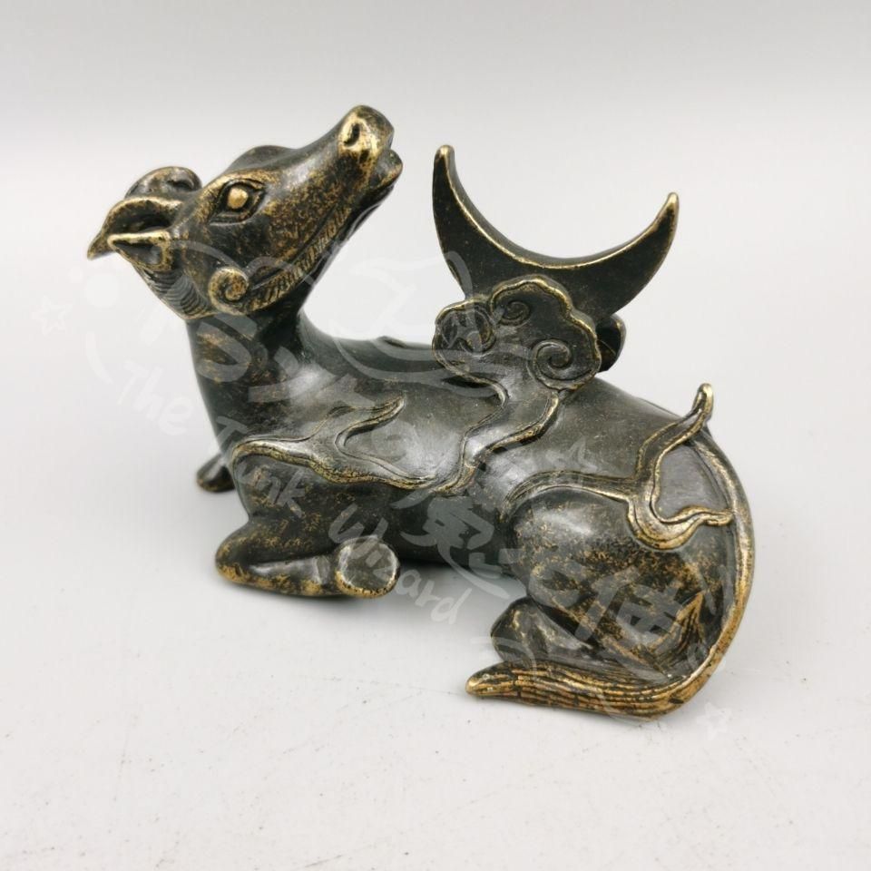 新年ギフト銅器 犀牛望月 装飾品 現代工芸品 美術品 置物CZW1207P575