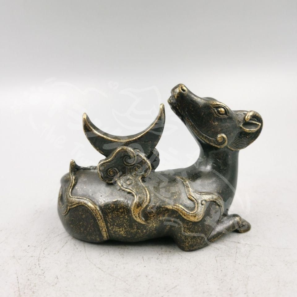 新年ギフト銅器 犀牛望月 装飾品 現代 置物