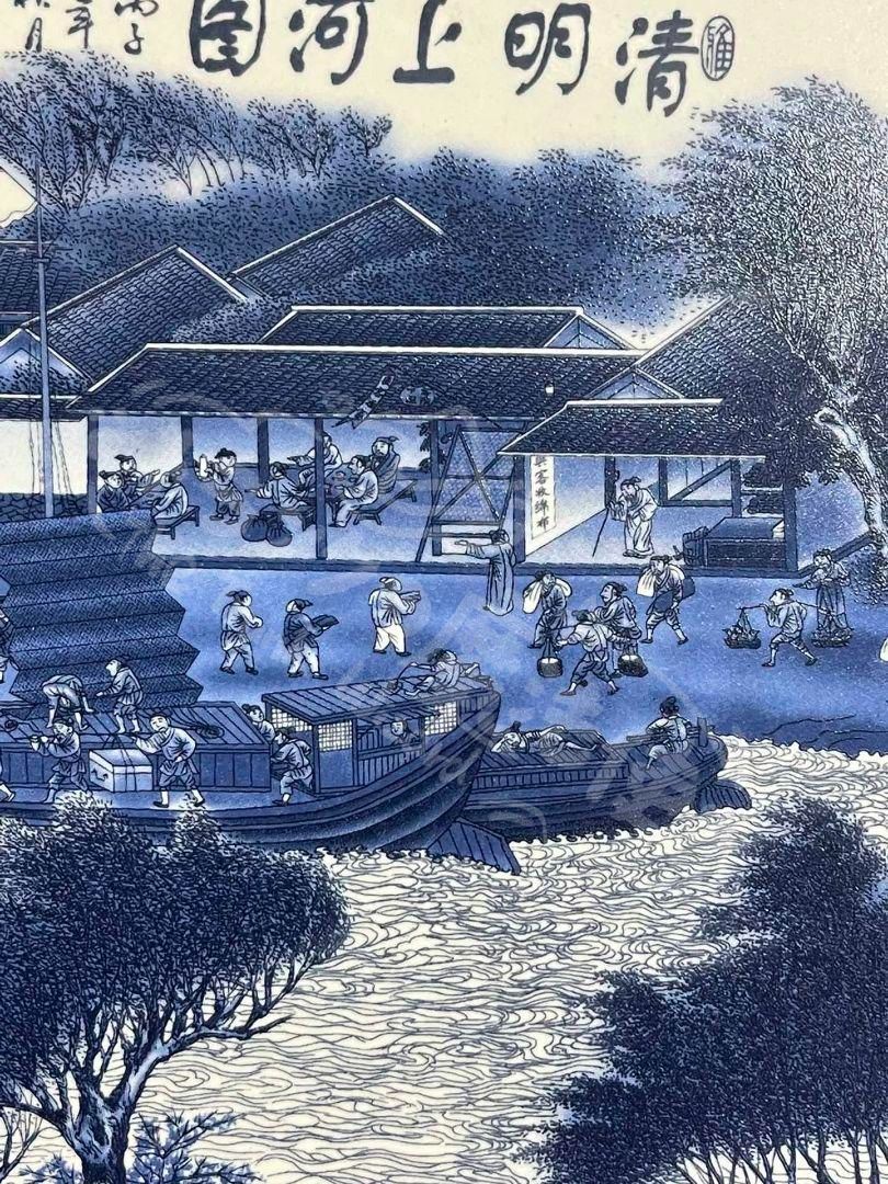 新年ギフト景徳鎮 陶板画清明上河図 応接間 書斎 懸掛 装飾品 現代工芸