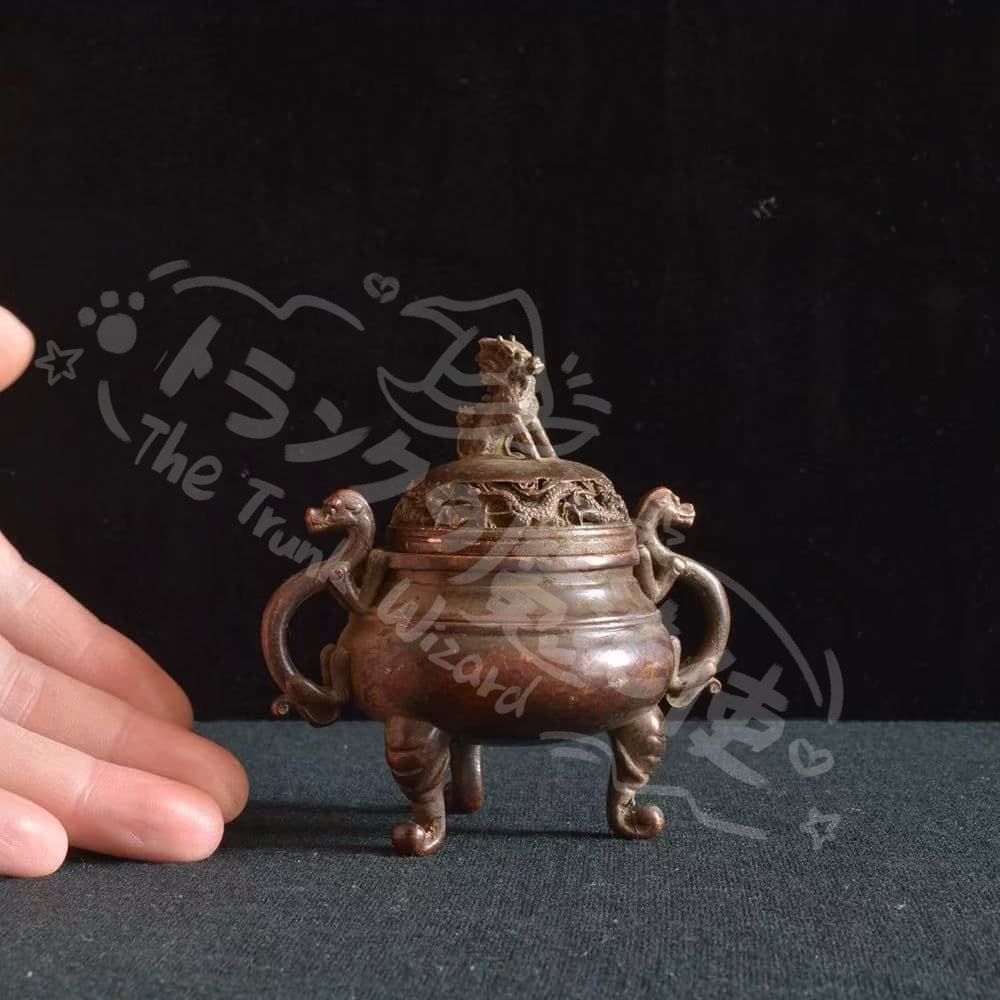 新年ギフト銅製 竜耳三本足香炉 室内薫香炉 茶道具 香道具 現代 置物