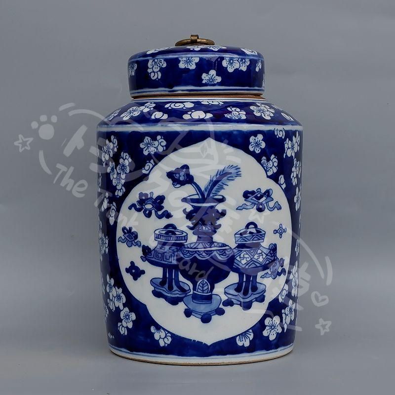 新年ギフト鯖氷梅博古紋帯蓋 茶壺 茶道具 陶磁器 置物