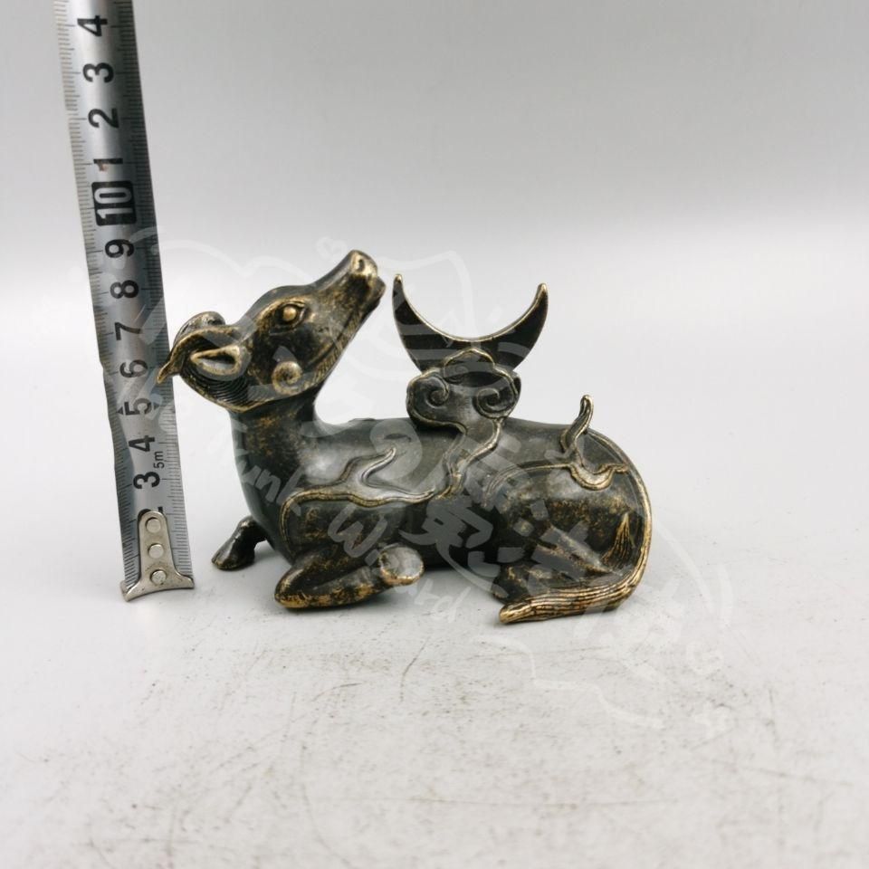 新年ギフト銅器 犀牛望月 装飾品 現代工芸品 美術品 置物CZW1207P575