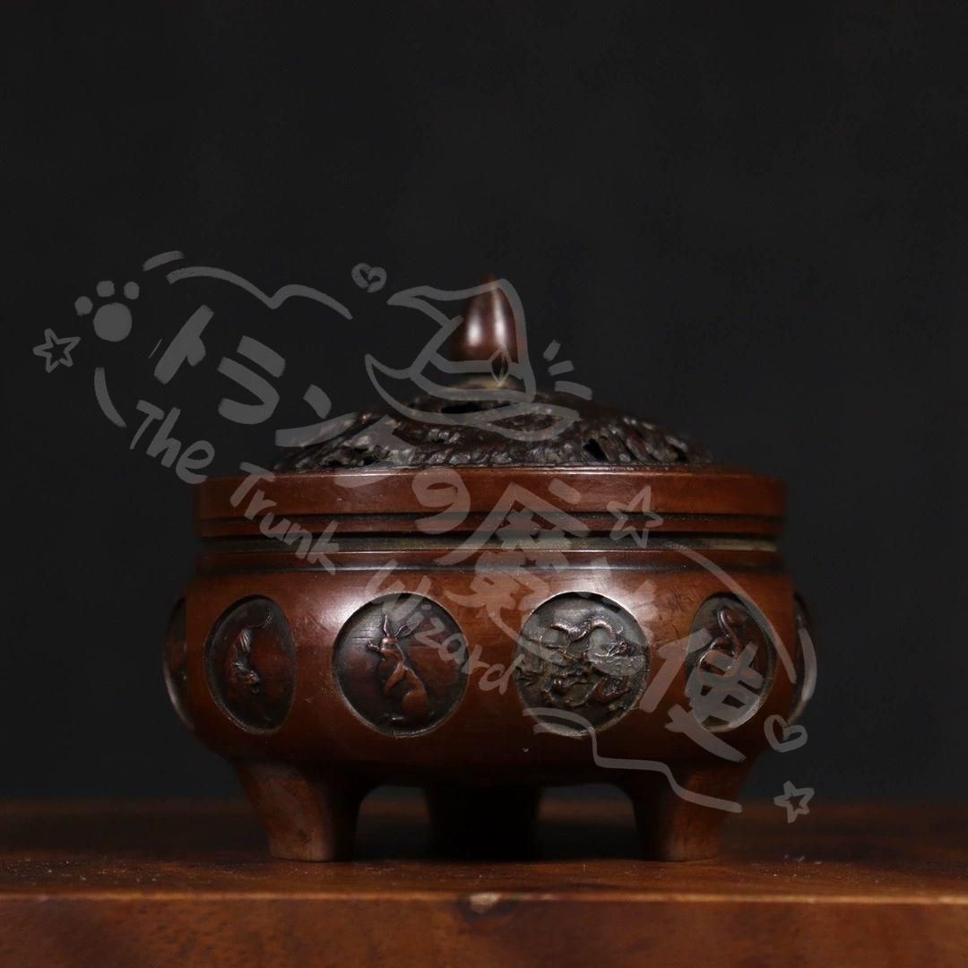 新年ギフト銅製 十二支三足アロマ炉 香炉 香道具 装飾品 工芸品 置物