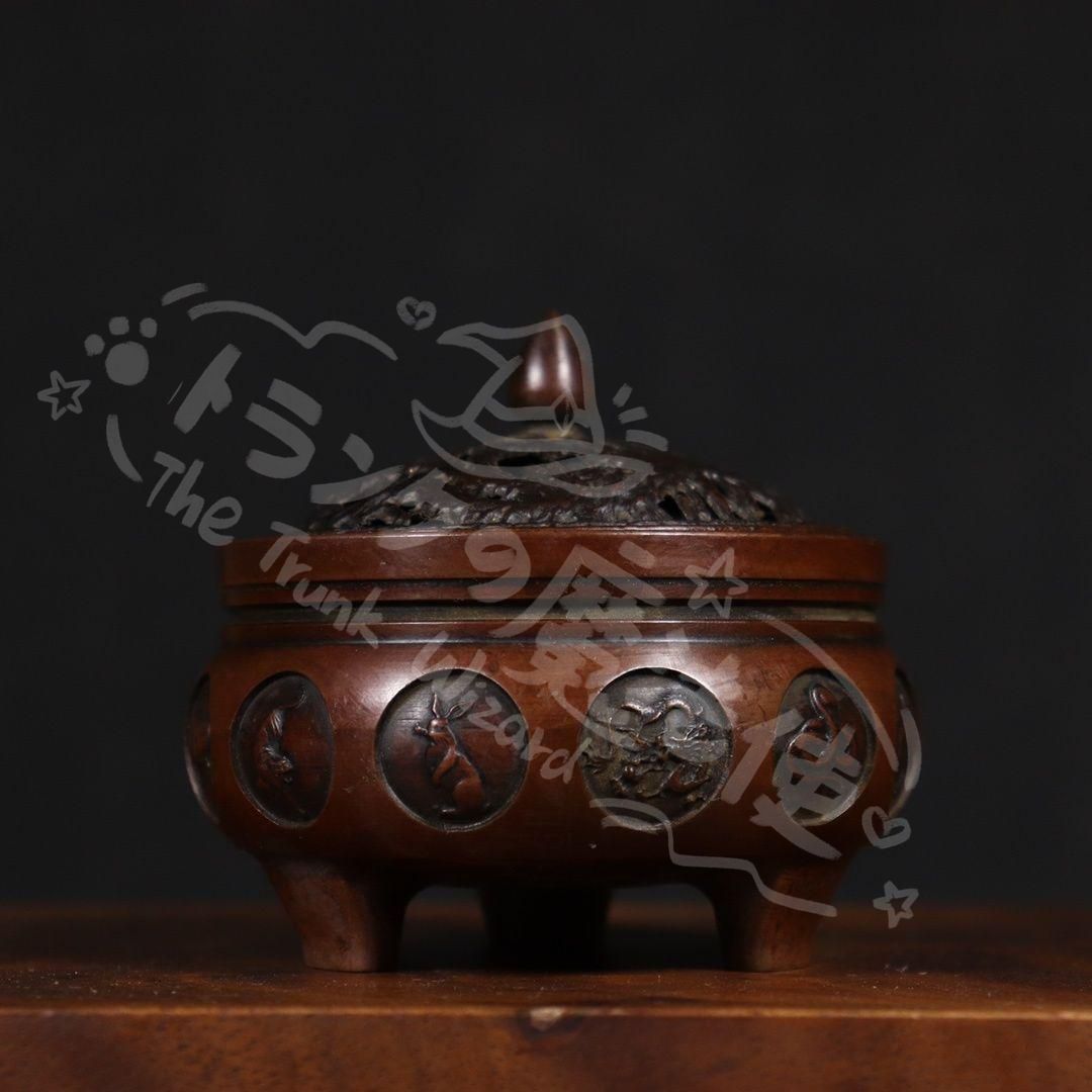 新年ギフト銅製 十二支三足アロマ炉 香炉 香道具 装飾品 置物