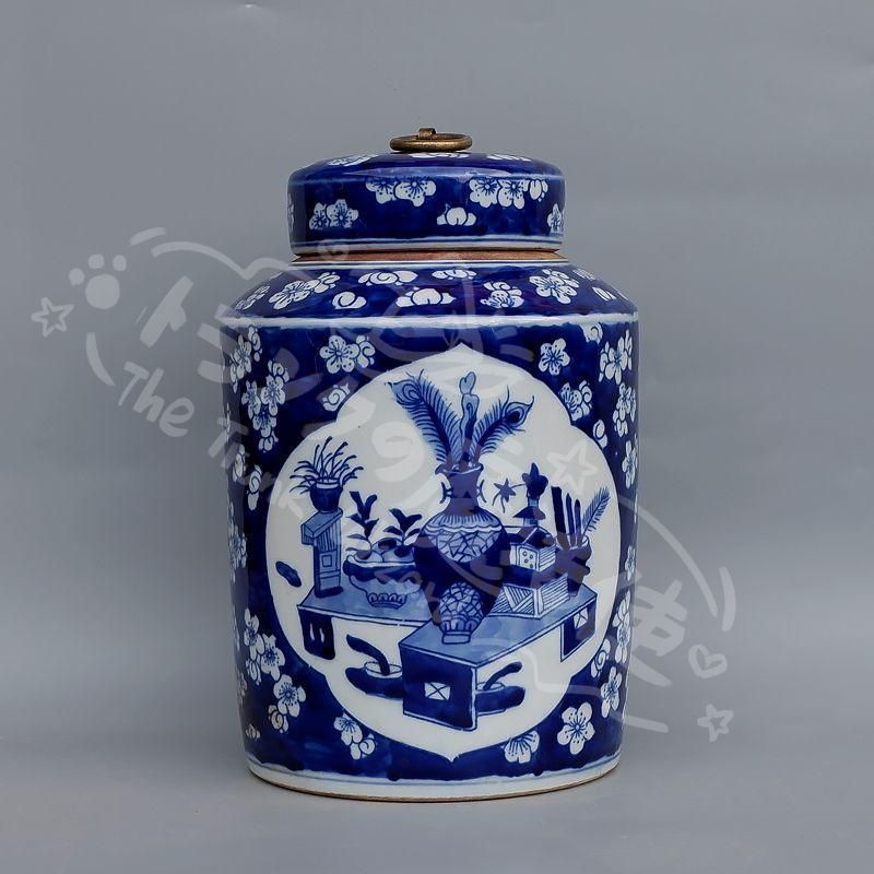 新年ギフト鯖氷梅博古紋帯蓋 茶壺 茶道具 陶磁器 置物