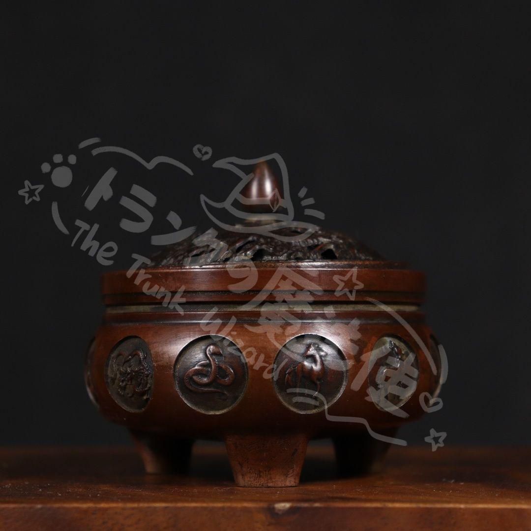 銅 細工 十二支香挿し 希少品 収集品 工芸品 置物 銅 細工 十二支香挿し 希少品 収集品 工芸品 置物