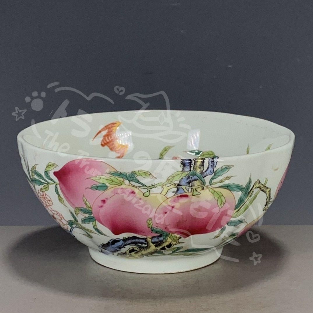 新年ギフト乾隆粉彩寿桃碗 景徳鎮 陶磁器 装飾品 工芸品 美術品 置物