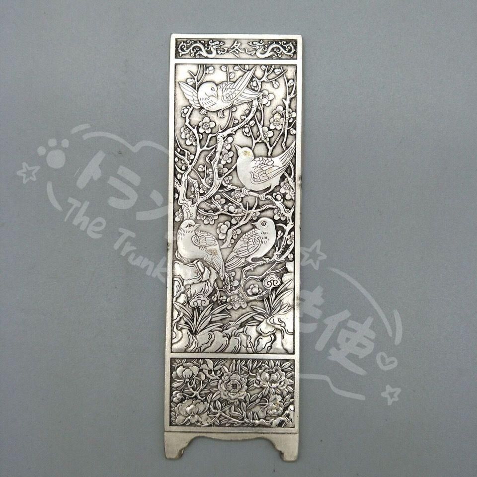 新年ギフト銅 細工 四扇屏風 挿屏 文房四宝 茶道具 装飾品 現代工芸品