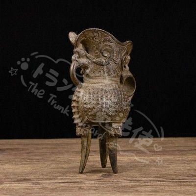 新年ギフト三本足のカップ 銅 製 装飾品 工芸品 美術品 置物