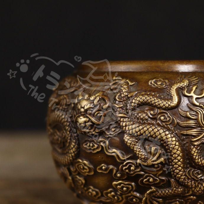 新年ギフト九龍缶 お茶の缶 竜のかめ 銅 細工 装飾品 現代工芸品美術品