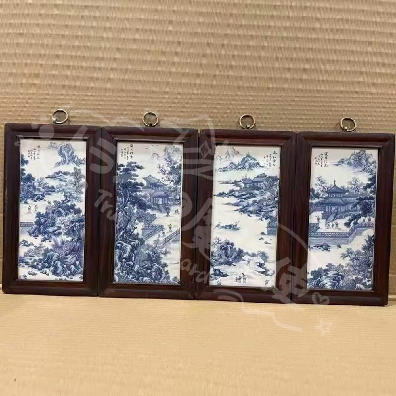 景徳鎮 青花春和景明陶板画 応接間 書斎 装飾品 工芸品 美術品 置物 新年ギフト景徳鎮 青花春和景明陶板画 応接間 書斎 装飾品 工芸品 美術