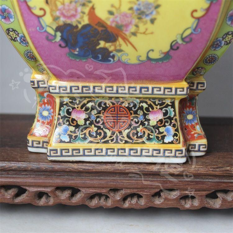 新年ギフト大清雍正琺瑯彩四方花鳥尊瓶 景徳鎮 陶磁器 装飾品 現代工芸