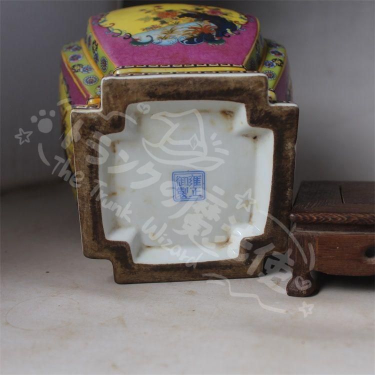 新年ギフト大清雍正琺瑯彩四方花鳥尊瓶 景徳鎮 陶磁器 装飾品 現代工芸