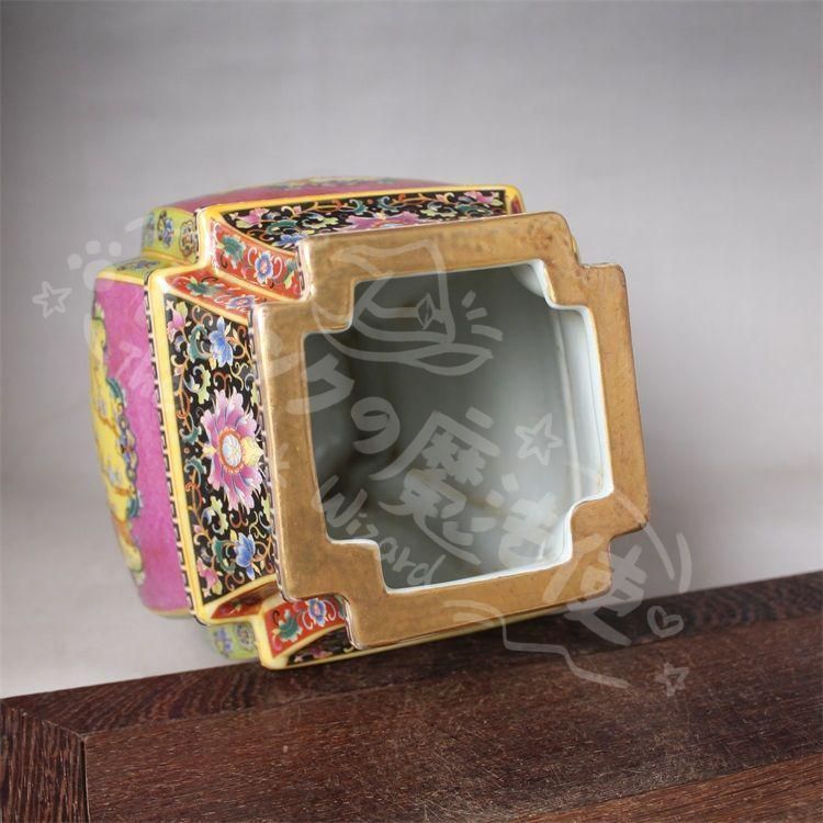 新年ギフト大清雍正琺瑯彩四方花鳥尊瓶 景徳鎮 陶磁器 装飾品 現代工芸