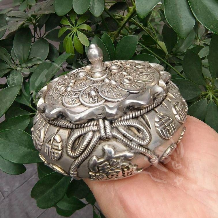 新年ギフト銅 細工 金銀満倉銭袋貯蔵タンク 置物