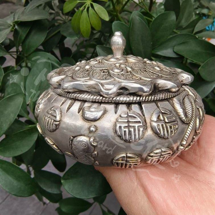 新年ギフト銅 細工 金銀満倉銭袋貯蔵タンク 置物