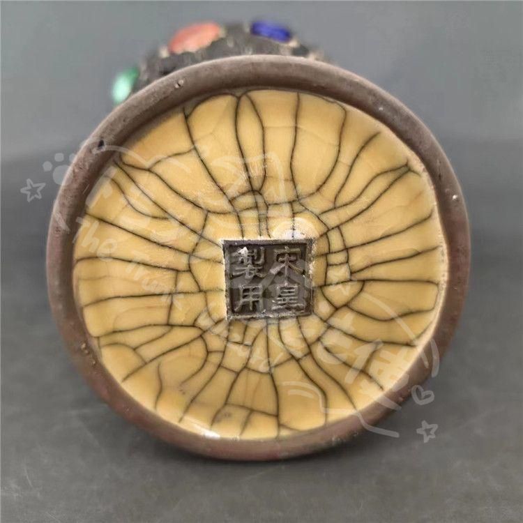 宋代の黄釉金糸開片蒔絵刻字宝石鯉瓶   陶磁器  現代工芸品 美術品 置物 宋代の黄釉金糸開片蒔絵刻字宝石鯉瓶 陶磁器 現代工芸品