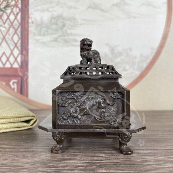 新年ギフト浮彫四神獣香炉 三体炉 香道具 仏具 工芸品 美術品 置物