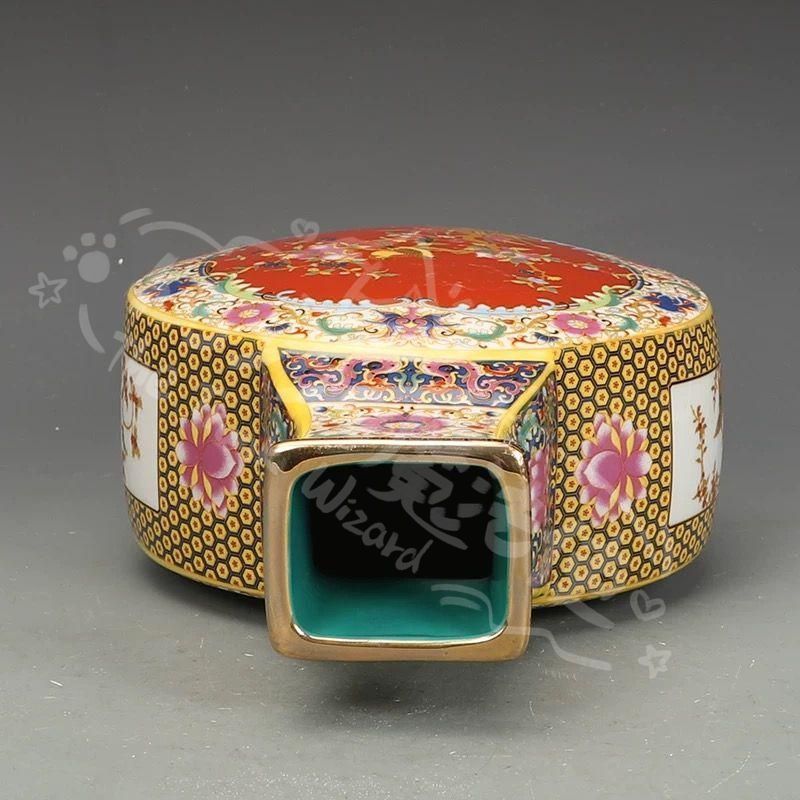 新年ギフト大清乾隆 琺瑯彩花鳥紋扁瓶 観賞瓶 景徳鎮 陶磁器 現代工芸