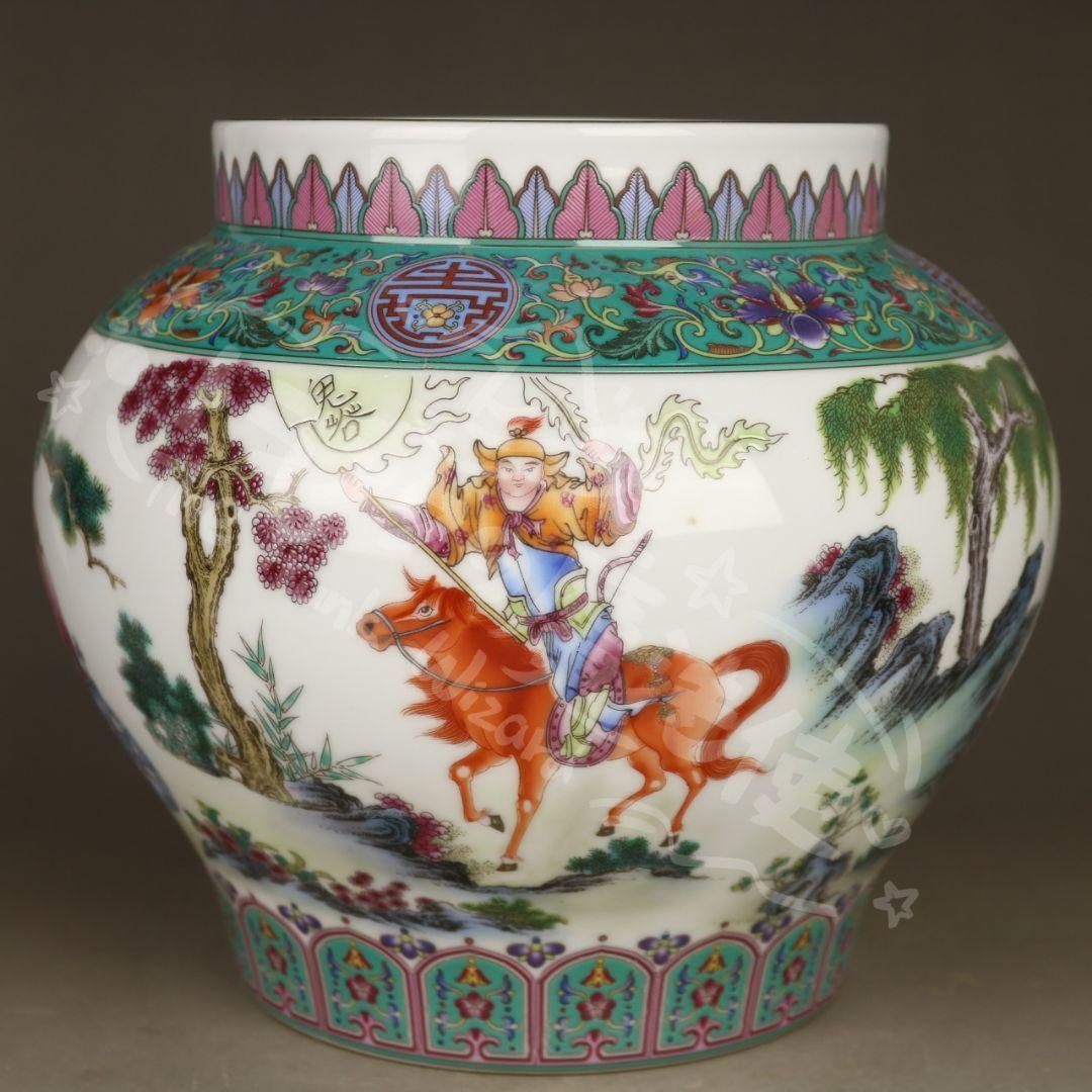 新年ギフト乾隆款琺瑯彩人物図磁の壺 景徳鎮 陶磁器 装飾品 現代工芸品