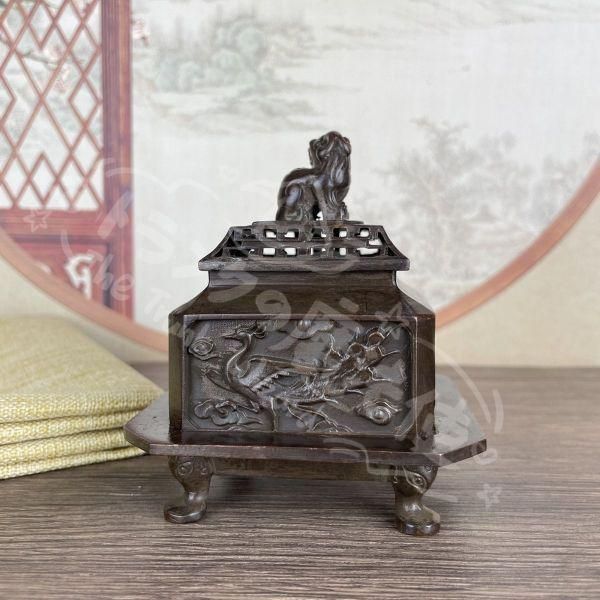 新年ギフト浮彫四神獣香炉 三体炉 香道具 仏具 工芸品 美術品 置物